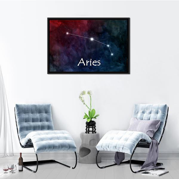 Aries Horoscope Constellation Canvas Wall Art-5 Horizontal-Gallery Wrap-22" x 12"-Tiaracle