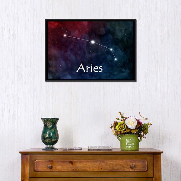 Aries Horoscope Constellation Canvas Wall Art-5 Horizontal-Gallery Wrap-22" x 12"-Tiaracle