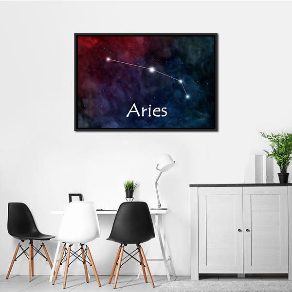 Aries Horoscope Constellation Canvas Wall Art-1 Piece-Floating Frame-24" x 16"-Tiaracle