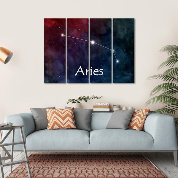 Aries Horoscope Constellation Canvas Wall Art-4 Horizontal-Gallery Wrap-34" x 24"-Tiaracle