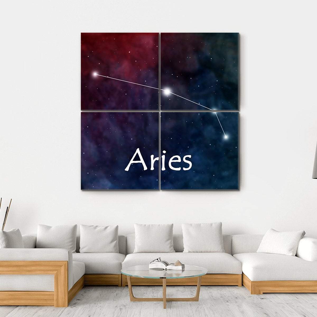 Aries Horoscope Constellation Canvas Wall Art-4 Square-Gallery Wrap-17" x 17"-Tiaracle