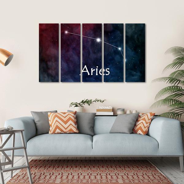 Aries Horoscope Constellation Canvas Wall Art-5 Horizontal-Gallery Wrap-22" x 12"-Tiaracle