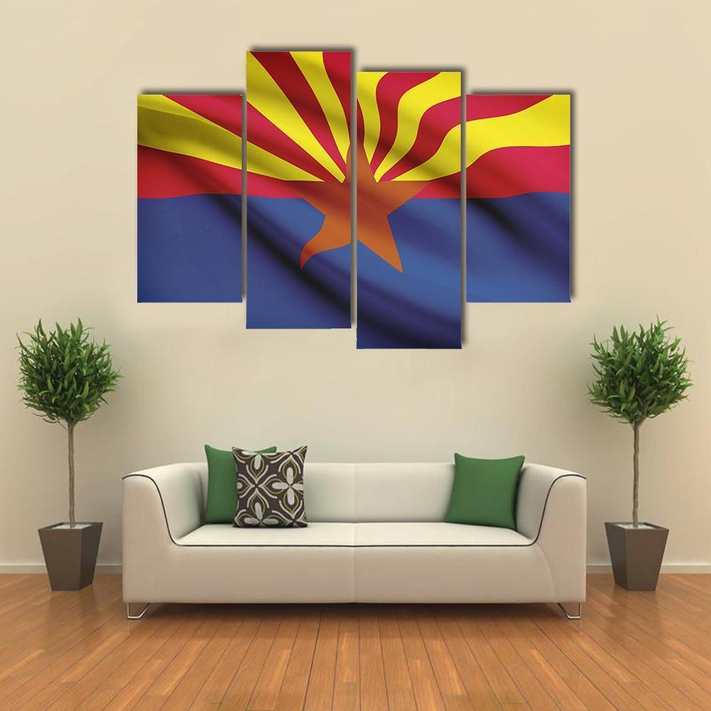 Arizona Flag Canvas Wall Art-4 Pop-Gallery Wrap-50" x 32"-Tiaracle