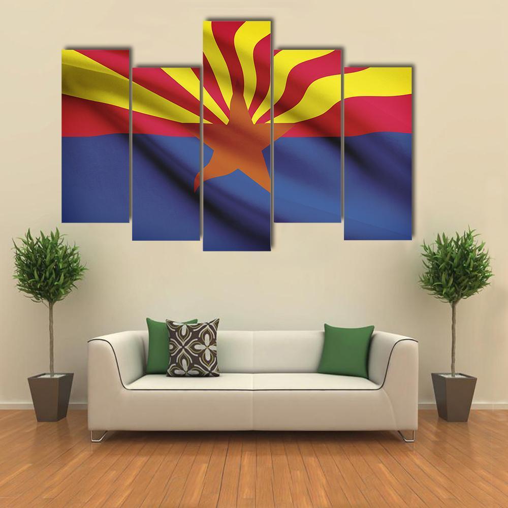Arizona Flag Canvas Wall Art-5 Pop-Gallery Wrap-47" x 32"-Tiaracle