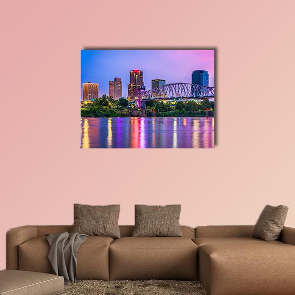 Arkansas Downtown Skyline Canvas Wall Art-4 Horizontal-Gallery Wrap-34" x 24"-Tiaracle