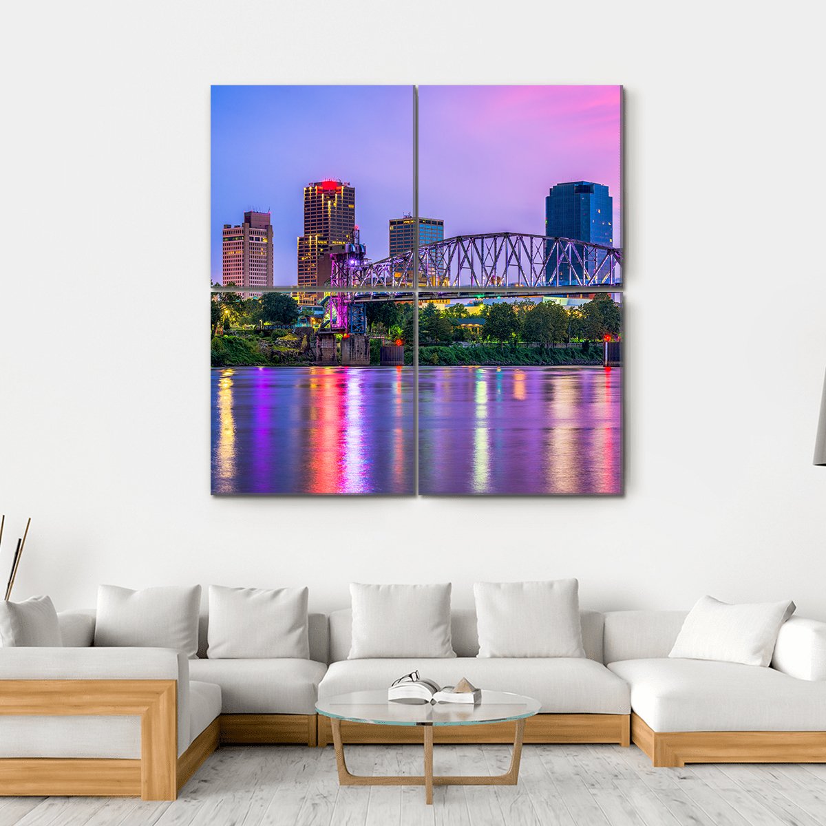 Arkansas Downtown Skyline Canvas Wall Art-4 Square-Gallery Wrap-17" x 17"-Tiaracle