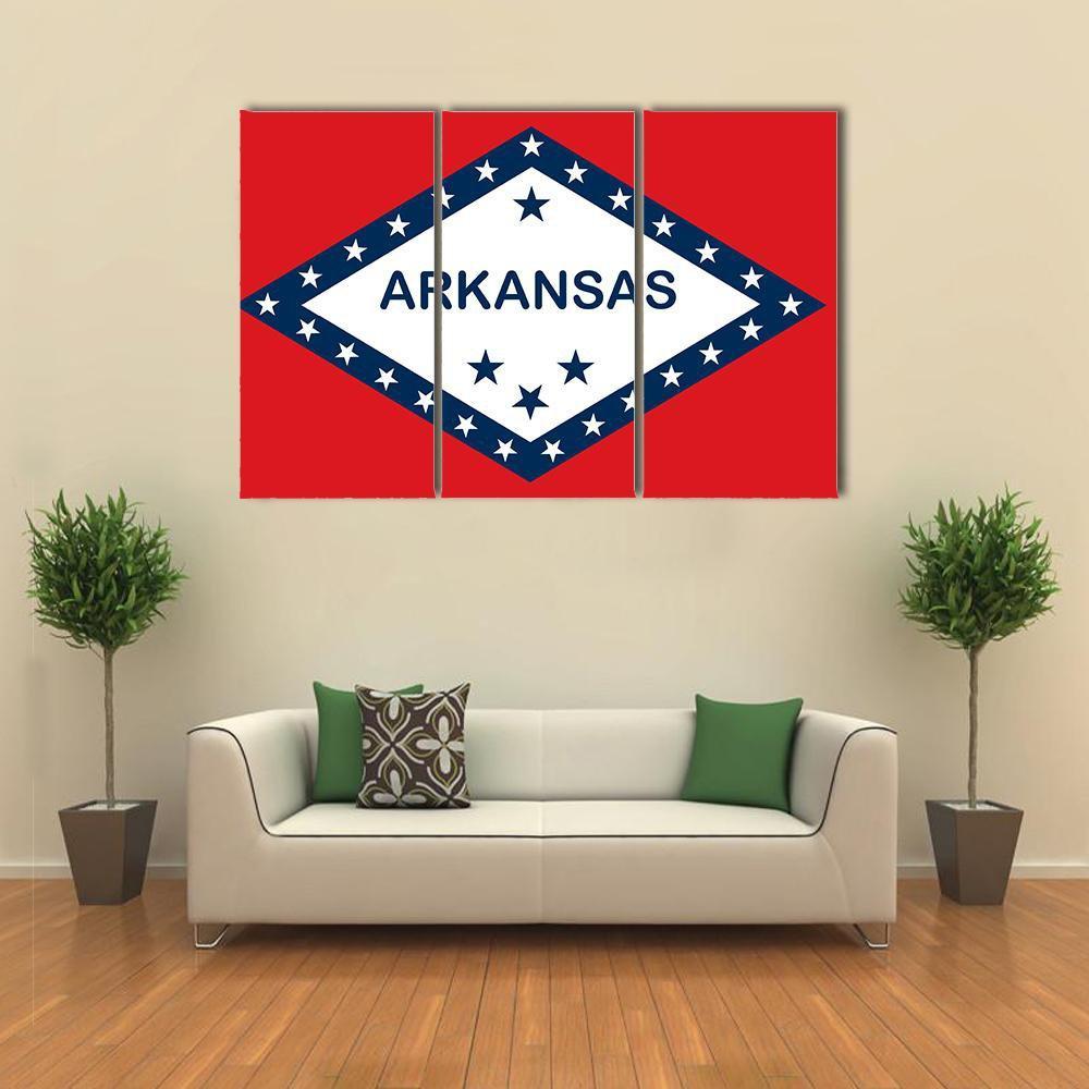 Arkansas State Flag Canvas Wall Art-5 Star-Gallery Wrap-62" x 32"-Tiaracle