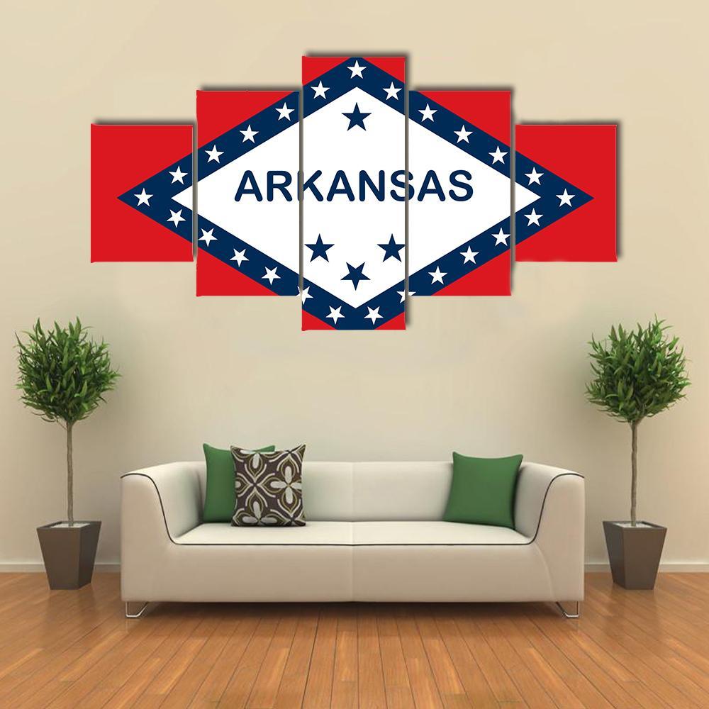 Arkansas State Flag Canvas Wall Art-5 Star-Gallery Wrap-62" x 32"-Tiaracle