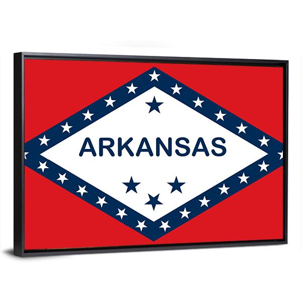 Arkansas State Flag Canvas Wall Art-3 Horizontal-Gallery Wrap-25" x 16"-Tiaracle