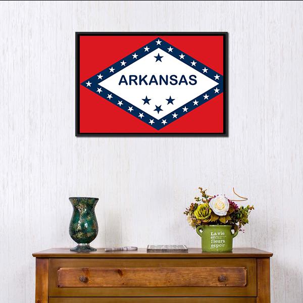 Arkansas State Flag Canvas Wall Art-1 Piece-Floating Frame-24" x 16"-Tiaracle