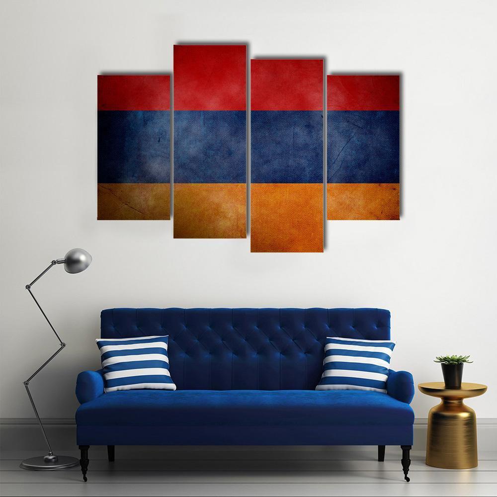 Grunge Armenian Flag Canvas Wall Art-4 Pop-Gallery Wrap-50" x 32"-Tiaracle