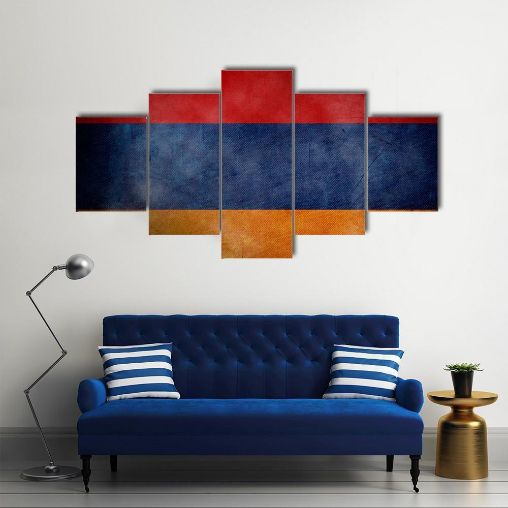 Grunge Armenian Flag Canvas Wall Art-5 Star-Gallery Wrap-62" x 32"-Tiaracle