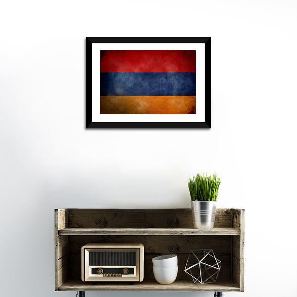 Grunge Armenian Flag Canvas Wall Art-1 Piece-Framed Print-20" x 16"-Tiaracle