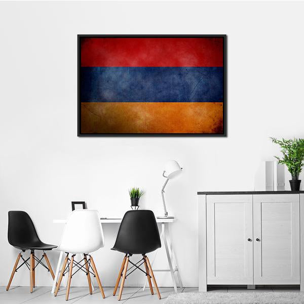 Grunge Armenian Flag Canvas Wall Art-3 Horizontal-Gallery Wrap-25" x 16"-Tiaracle