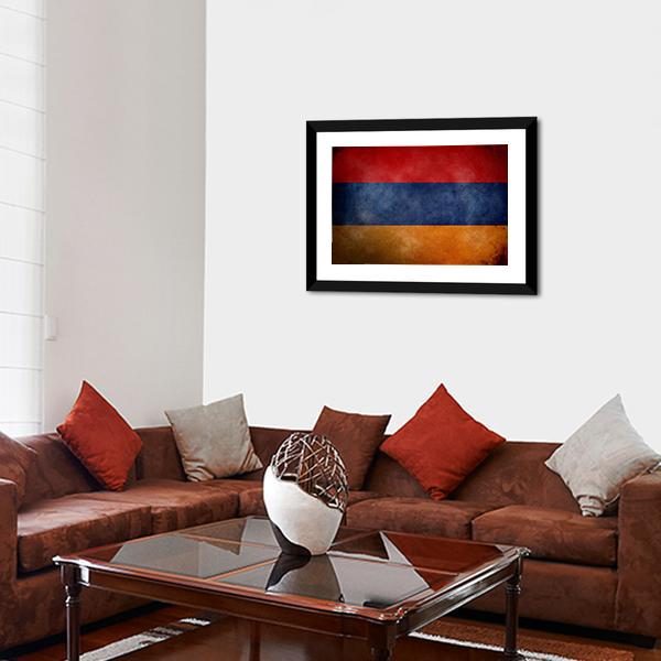Grunge Armenian Flag Canvas Wall Art-3 Horizontal-Gallery Wrap-25" x 16"-Tiaracle