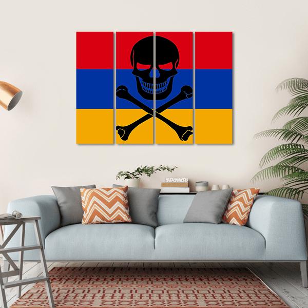 Armenian Flag With Crossbones And Jolly Roger Canvas Wall Art-4 Horizontal-Gallery Wrap-34" x 24"-Tiaracle