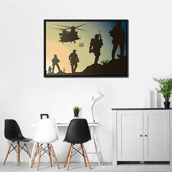 Army In Battle Field Canvas Wall Art-1 Piece-Floating Frame-24" x 16"-Tiaracle