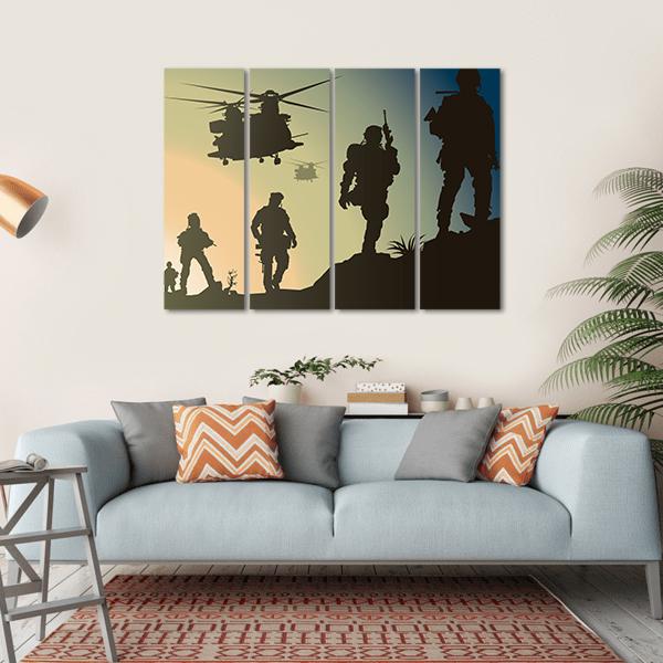 Army In Battle Field Canvas Wall Art-4 Horizontal-Gallery Wrap-34" x 24"-Tiaracle