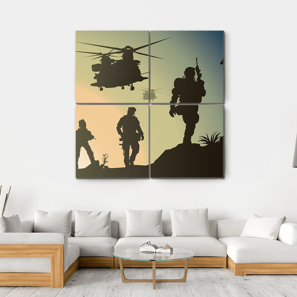 Army In Battle Field Canvas Wall Art-4 Square-Gallery Wrap-17" x 17"-Tiaracle
