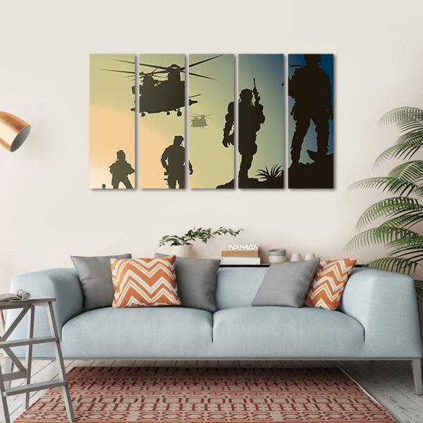 Army In Battle Field Canvas Wall Art-5 Horizontal-Gallery Wrap-22" x 12"-Tiaracle