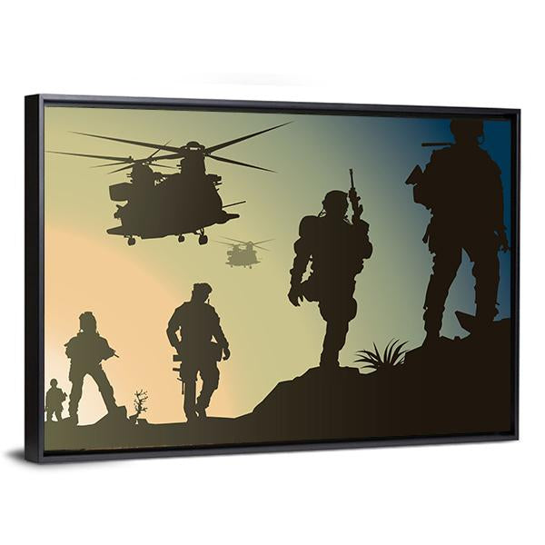 Army In Battle Field Canvas Wall Art-5 Horizontal-Gallery Wrap-22" x 12"-Tiaracle