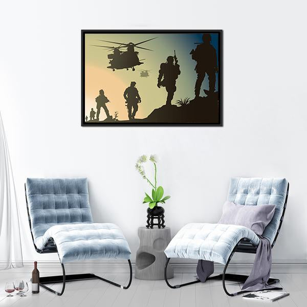 Army In Battle Field Canvas Wall Art-5 Horizontal-Gallery Wrap-22" x 12"-Tiaracle