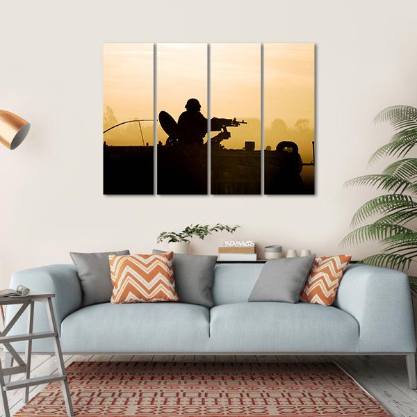Soldier Preparing His Tank Canvas Wall Art-4 Horizontal-Gallery Wrap-34" x 24"-Tiaracle
