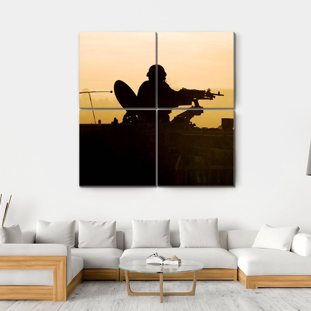 Soldier Preparing His Tank Canvas Wall Art-4 Square-Gallery Wrap-17" x 17"-Tiaracle