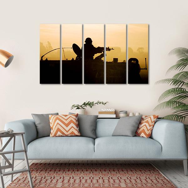 Soldier Preparing His Tank Canvas Wall Art-5 Horizontal-Gallery Wrap-22" x 12"-Tiaracle