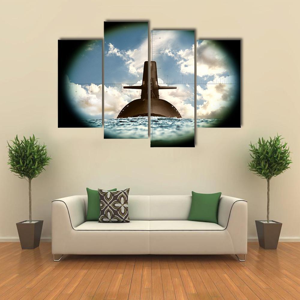 Army Weapon On Land Sea Canvas Wall Art-4 Pop-Gallery Wrap-50" x 32"-Tiaracle