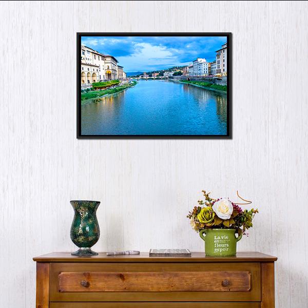 Ponte Alle Grazie Canvas Wall Art-1 Piece-Floating Frame-24" x 16"-Tiaracle