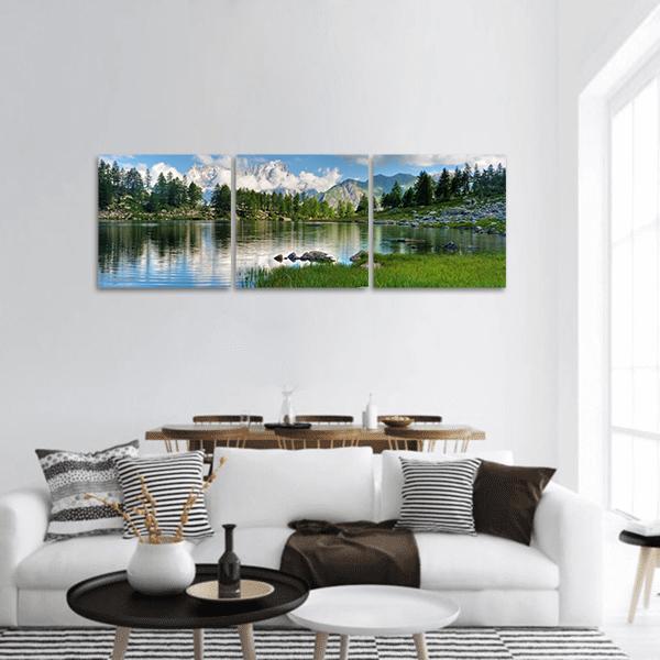 Arpy Lake Italy Panoramic Canvas Wall Art-3 Piece-25" x 08"-Tiaracle