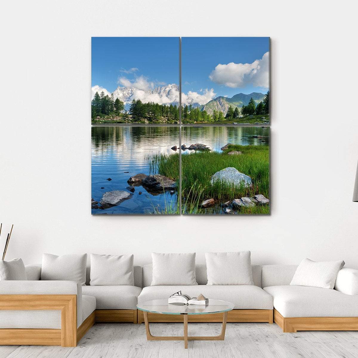 Arpy Lake Italy Canvas Wall Art-4 Horizontal-Gallery Wrap-34" x 24"-Tiaracle