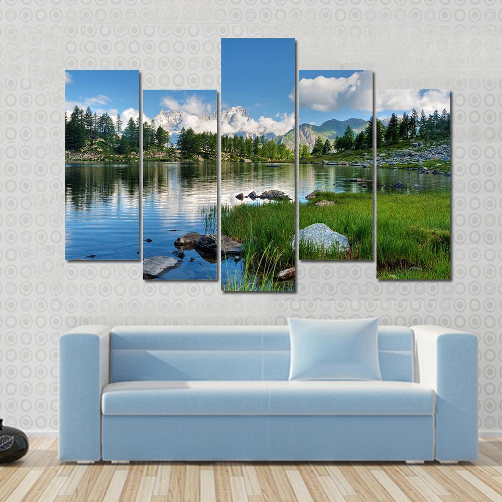 Arpy Lake Italy Canvas Wall Art-5 Pop-Gallery Wrap-47" x 32"-Tiaracle