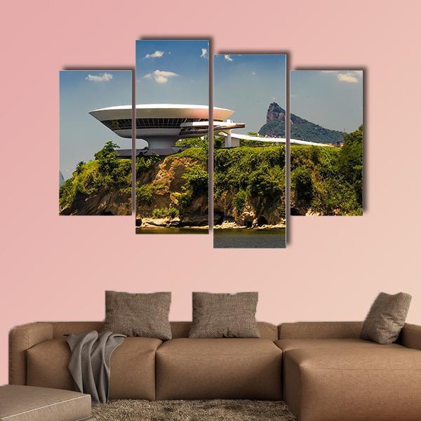 Cliff Museum In Brazil Canvas Wall Art-4 Pop-Gallery Wrap-50" x 32"-Tiaracle