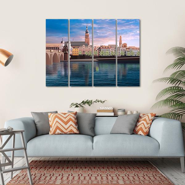 Art Work Panorama Of Heidelberg Canvas Wall Art-4 Horizontal-Gallery Wrap-34" x 24"-Tiaracle