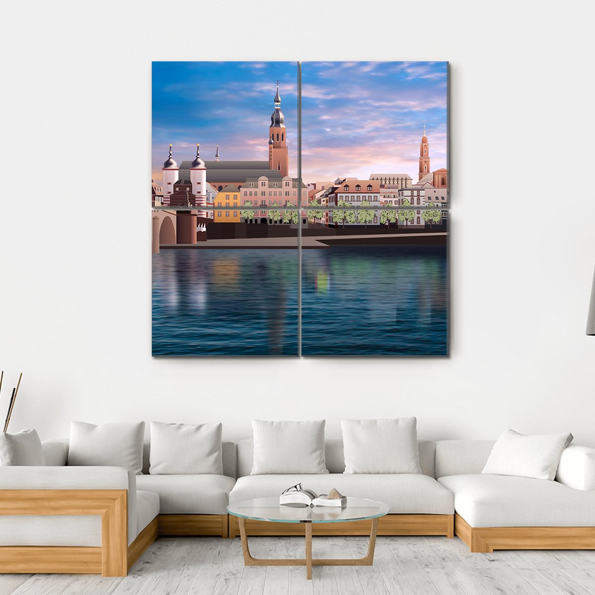 Art Work Panorama Of Heidelberg Canvas Wall Art-4 Square-Gallery Wrap-17" x 17"-Tiaracle