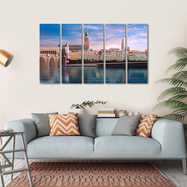 Art Work Panorama Of Heidelberg Canvas Wall Art-5 Horizontal-Gallery Wrap-22" x 12"-Tiaracle