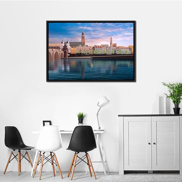 Art Work Panorama Of Heidelberg Canvas Wall Art-3 Horizontal-Gallery Wrap-25" x 16"-Tiaracle