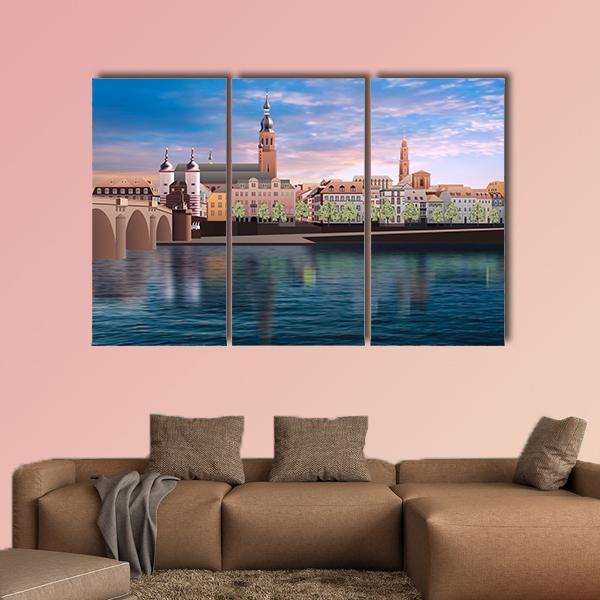 Art Work Panorama Of Heidelberg Canvas Wall Art-3 Horizontal-Gallery Wrap-25" x 16"-Tiaracle