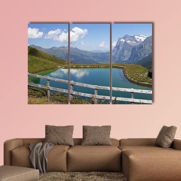 Artificial Lake Switzerland Canvas Wall Art-3 Horizontal-Gallery Wrap-37" x 24"-Tiaracle
