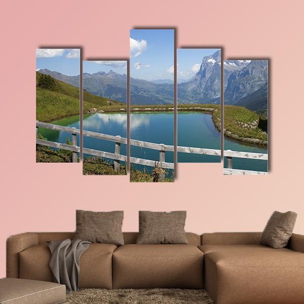 Artificial Lake Switzerland Canvas Wall Art-5 Pop-Gallery Wrap-47" x 32"-Tiaracle