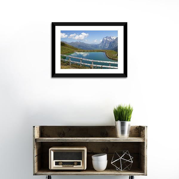 Artificial Lake Switzerland Canvas Wall Art-1 Piece-Framed Print-20" x 16"-Tiaracle