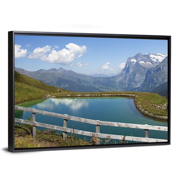Artificial Lake Switzerland Canvas Wall Art-3 Horizontal-Gallery Wrap-25" x 16"-Tiaracle