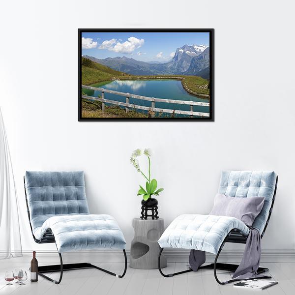 Artificial Lake Switzerland Canvas Wall Art-3 Horizontal-Gallery Wrap-25" x 16"-Tiaracle