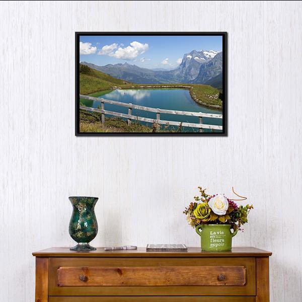 Artificial Lake Switzerland Canvas Wall Art-3 Horizontal-Gallery Wrap-25" x 16"-Tiaracle