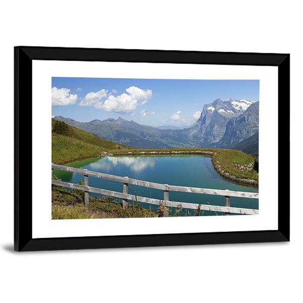 Artificial Lake Switzerland Canvas Wall Art-3 Horizontal-Gallery Wrap-25" x 16"-Tiaracle