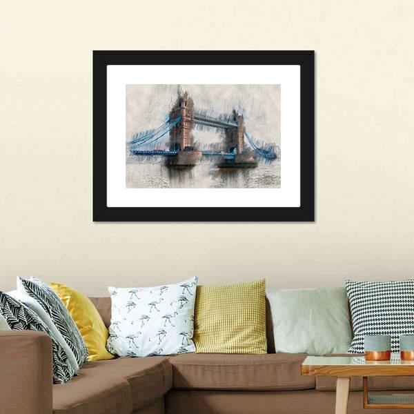 Artistic London Tower Bridge Canvas Wall Art-3 Horizontal-Gallery Wrap-25" x 16"-Tiaracle