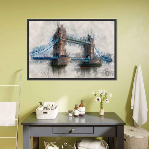 Artistic London Tower Bridge Canvas Wall Art-1 Piece-Floating Frame-24&quot; x 16&quot;-Tiaracle