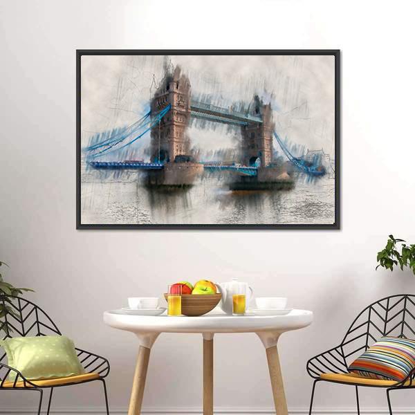 Artistic London Tower Bridge Canvas Wall Art-3 Horizontal-Gallery Wrap-25" x 16"-Tiaracle